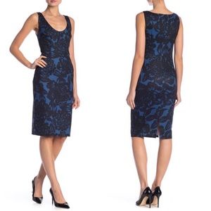 NWT Trina Turk Scoop Neck Printed Dress Blue Black